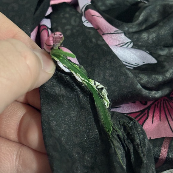 White House Black Market Black and Pink Floral Halter Top - Picture 5 of 6